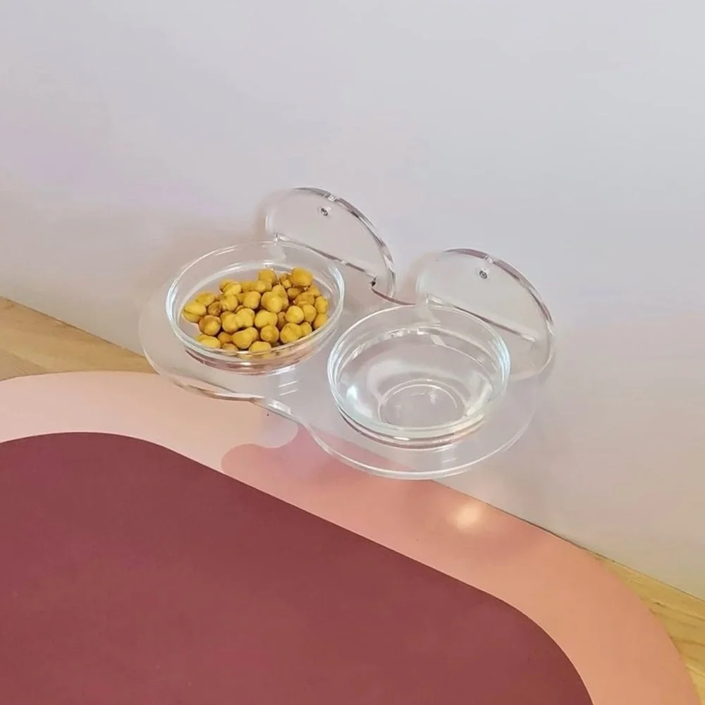 clear acrylic wall mounted pet feeder bowls minimalist elevated feeding set